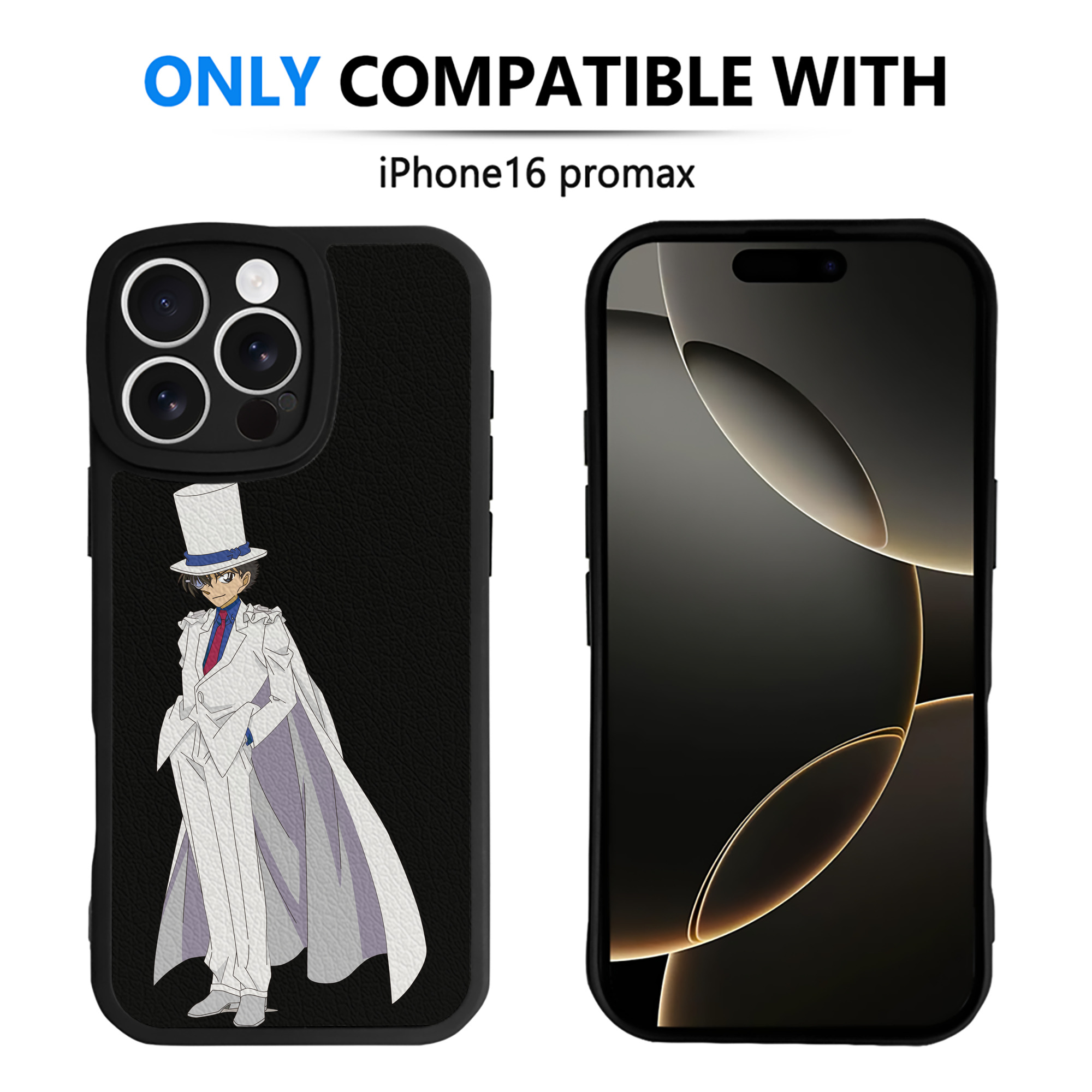 （画像用） 名探偵コナン くろば かいと Detective Conan Kuroba Kaito 【iPhone 16シリーズ対応】シリコンスマホケース（レザー調） 材質：シリコン